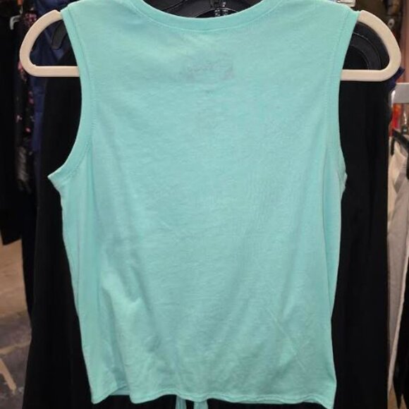 Women's NWT Hot Topic Peterpan Neverland Silo Tie Front Muscle Top Green Size S - Picture 5 of 5